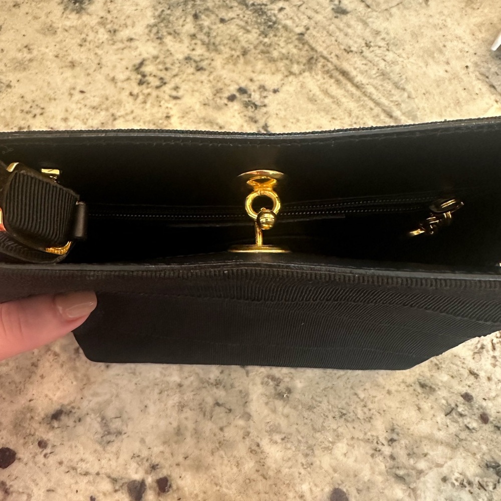 Salvatore Ferragamo Black Shoulder Bag with Gold Hardware with COA and Dust Bag - Picture 3 of 11
